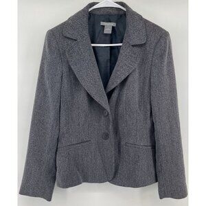 Ann Taylor Blazer Jacket Womens 8 Tweed Career Heathered Charcoal Gray Office